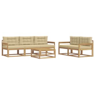 vidaXL Conjunto De Sof&aacute;s De Exterior Con Coj&iacute;n 6 Pcs Y Beige Vidaxl