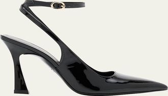 Stuart Weitzman Vinnie Patent Leather Ankle-Strap Pumps
