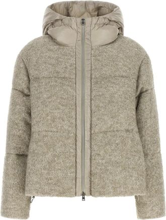Herno Jassen - Dames - Gewatteerde jassen - Beige - M - Leer - Jassen