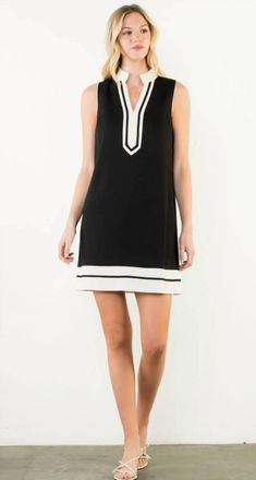 THML Clothing Sleeveless Contrast Trim Dress In Black