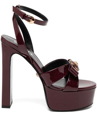 Versace 140mm Gianni ribbon sandals - women - Patent Calf Leather/Lambskin/Calf Leather - 37.5 - Red
