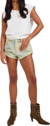 One Teaspoon Bandits Low Waist Denim Shorts In Aruba Blue-Green