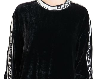 Dolce & Gabbana Womens Velvet Crewneck Sweater Black Silk Viscose