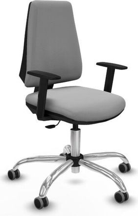 Piqueras y Crespo Piqueras Y Crespo - Elche Cp Similpiel Gris Claro Brazos 1d Base Cromada Ruedas Engomadas 65mm