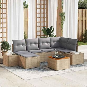 vidaXL Set Da Giardino - Set Divano Da Giardino 7 Pcs Beige E Grigio Chiaro