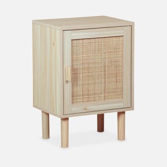 Sweeek Sweeek - Mesita De Noche Con Efecto Ca&ntilde;a Y Madera, Camargue, Natural, 40x30x58 Cm