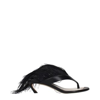 Lanvin Black Leather Flip-Flop Womens Sandals