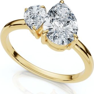 Pompeii3 1 1/4Ct Pear Cut Toi Et Moi Diamond Ring 14k Gold or Pt Lab Grown