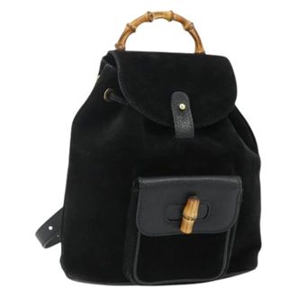 Gucci Pre-owned Backpacks, female, Black, Size: ONE SIZE Pre-owned Vintage Suede Backpack