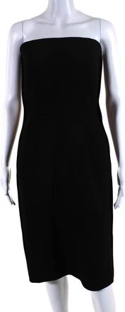 Dice Kayek Womens Strapless Satin Trim Crepe Sheath Dress Black