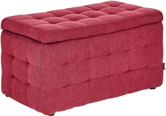 Beliani Beliani - Otomana Con Almacenaje Moderno Acolchado Banco De Dormitorio De Tela Rojo Michigan