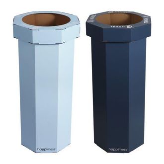 Happimess Fleur 25-Gallon Classic Disposable Corrugated Cardboard Event Trash Can and Recycling Bin in Pool Blue Denim Blue at Nordstrom