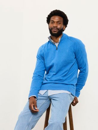 Fat Face FatFace Rye Cobalt Blue Quarter Neck Knitted Jumper