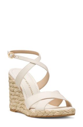 Stuart Weitzman Alyssa Ankle Strap Wedge Sandal in Cream at Nordstrom, Size 5.5