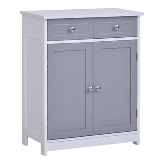 HOMCOM kleankin MDF 2-Drawer Bathroom Cabinet Bathroom Freestanding Cabinet Grey - Home Living | TJ Hughes
