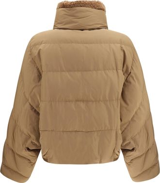 Brunello Cucinelli Womens Padded Jacket With Shearling Collar Nocciola Down Coat