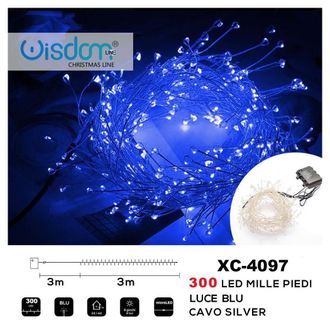 Trade Shop Trade Shop - Catena Luminosa 300 Led Mille Piedi Effetto Ramo Luce Blu A Batteria Xc-4097
