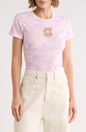 Vinyl Icons Camo Teddy Graphic Tee in Pink at Nordstrom Rack, Size X-Small