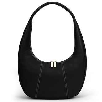 Generic Women Crescent Shoulder Bag PU Leather Simple Everyday Purse Zipper Closure Casual Shoulder Purse Daily Bag for Ladies