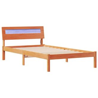 Berkfield Home with LED Strip Lights with Headboard Wax brown 90 x 190 cm Pine wood