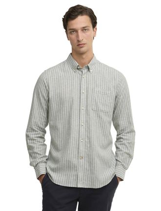 Barbour Overhemd groen gestreept linnen Barbour Tailored fit
