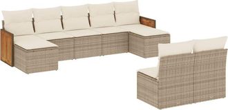 vidaXL Set De Sof&aacute;s De Jard&iacute;n 9 Pzas Con Cojines Rat&aacute;n Sint&eacute;tico Beige Vidaxl