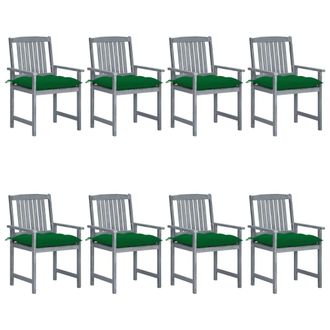 vidaXL Sillas De Jard&iacute;n Con Coj&iacute;n 8 Pcs Acacia Masiva Gris