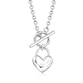 Ross-Simons Italian Sterling Silver Heart Toggle Necklace