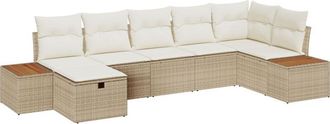 vidaXL Garden Sofa Set with Cushion 7 pcs Beige Poly rattan Vidaxl