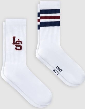 Levi's Regular Cut Logo Socks 2 Pack - Hombre - 39 - Multi Colour / White/Red/Blue