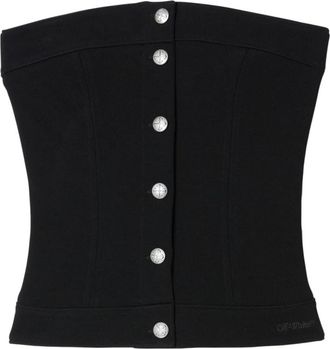 Off-white Jersey Corset Top - Dames - Blouses - Zwart - M - Overhemden