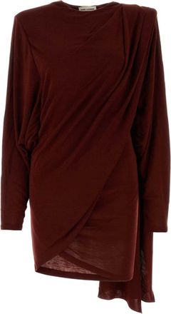 Saint Laurent draped-detail minidress - women - Wool - 38 - Red