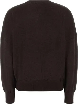 Isabel Marant Womens Chocolate Cotton Blend Oversize Marisans Sweater Exterior: Wool Maglieria