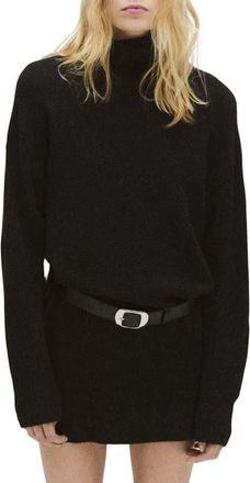 Mango Turtleneck Long Sleeve Dress in Black at Nordstrom, Size 4