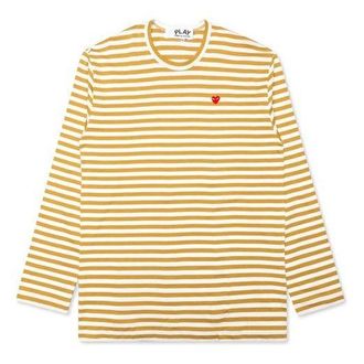 Comme Des Garçons Striped Mini Logo Long Sleeves Tee Yellow White AZ-T218-051-5