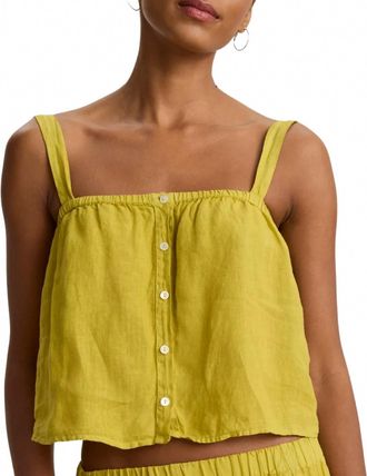 Velvet Quin Linen Top In Dandelion