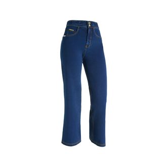 Freddy Pantaloni N.O.W. wide leg cropped vita alta in jersey denim
