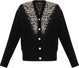 Amiri Cardigan met glinsterende versieringen - Heren - Vesten - Zwart - XL - Wol - Truien & Vesten