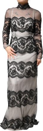 Dolce & Gabbana Womens Lace-Paneled Silk Blend Dress Multicolor