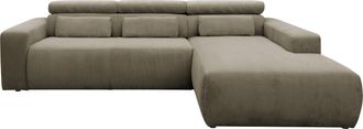 Domo Collection Ecksofa »Brandon grosse Ausführung B/T/H: 289/177/80 cm, auch in Leder und Cord« mit Sitztiefenverstellung, Cord, schlamm