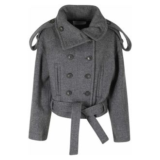 7 For All Mankind Cappotto corto doppiopetto a collo alto - - Coats - Donna - Grigio - S