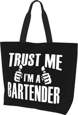AOOEDM Trust Me IM A Bartender Ladies Canvas Tote Reusable Shopping Bag