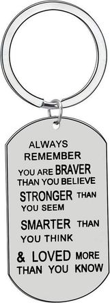 Generic Always Remember You are Braver Than You Believe Keychain Son Keyring from Mum and Dad Durable Processing Multicolor