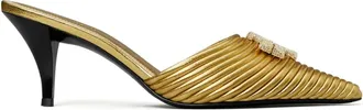 Tory Burch 65mm Eleanor Bombe mules - women - Metallic Leather/Leather/Calf Leather - 8 - Gold