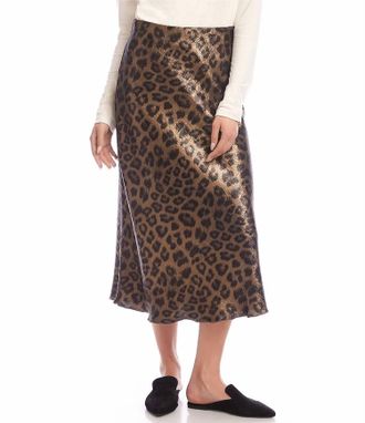 Karen Kane Bias Midi Skirt In Leopard