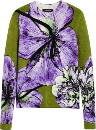 Desigual Truien & Vesten, Dames, Veelkleurig, XL, Artistieke Bloemenprint Dames Trui