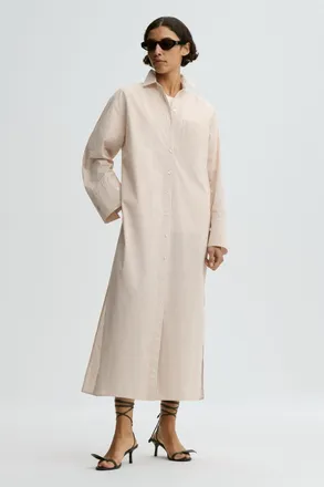 By Malene Birger Perroti Organic Cotton Maxi Dress In Dark Sand Stripe