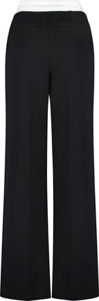 Alexander Wang Womens Wool Trousers With Logo Detail Black Polyester Straight