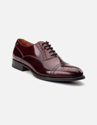 base Mens Franklin Toe Cap Oxford Shoes - Red - Size: 11