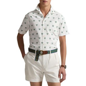 Polo Ralph Lauren Big & Tall Racquet-Print Oxford Sport Shirt in Crossed Rackets at Nordstrom, Size Xx-Large